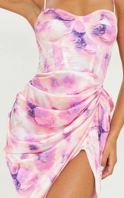 Lilac Tie Dye Print Satin Ruched Skirt Corset Detail Midi Dress -US Dresses Sales Store 98027d2410fe6bd2ebffcf11603bec204e803503 cmr2149 5