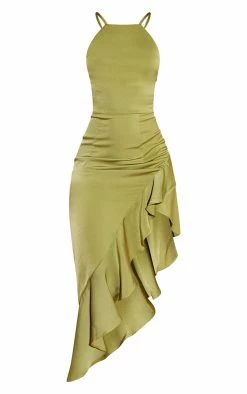 Green Satin Lace Up Back Ruffle Hem Midaxi Dress -US Dresses Sales Store 9a8e6bc38b4ae9d0cde30b065d564221e820b43c cmy2016 6