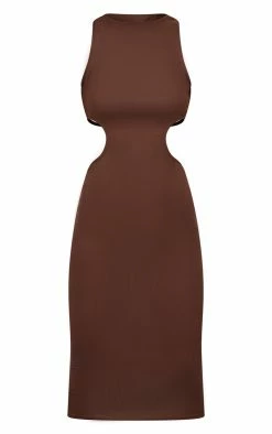 Chocolate Brown Rib Cut Out Side Midi Dress -US Dresses Sales Store 9c117186bea90c84bc42d53a74f52832567c68fe CMZ9722 5