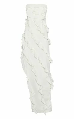 Cream Bandeau Asymmetric Frill Detail Maxi Dress -US Dresses Sales Store 9c71a7aeabfc03bd38054653a850cb8604596195 cne2938 5