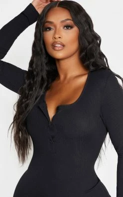 Shape Black Ribbed Button Front Long Sleeve Midaxi Dress -US Dresses Sales Store 9cf7fbea2e3ee0d8304e93141a3f4e6c3d37d0bd cme1713 5