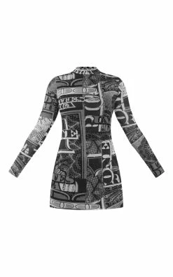 Monochrome Money Ruched Sleeve Mesh Bodycon Dress -US Dresses Sales Store 9e9062ed10168871309710b77fdfc37610b37fc6 cnb7171 5