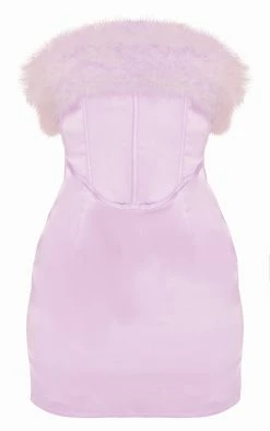 Lilac Satin Corset Feather Trim Detail Bodycon Dress -US Dresses Sales Store 9f563cfc91451a469d4ceede0015471121a8dc0d cnd2193 5