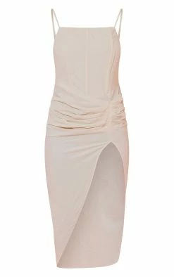 Cream Corset Structured Ruched Split Midi Dress -US Dresses Sales Store 9fb985d982ad393580f48c4402eec7df66197371 cmy6060 6