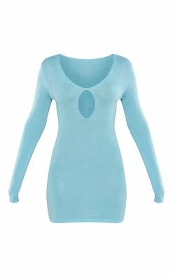 Aqua Glitter Knit Plunge Cut Out Dress -US Dresses Sales Store a110bfcc7d05e647184ce97fdbf625999cdc958a cnc3323 5