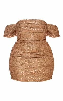 Plus Mocha Sequin Bardot Bodycon Dress -US Dresses Sales Store a114862e8596ed651d92b85b118251088902113e cmt8444 6