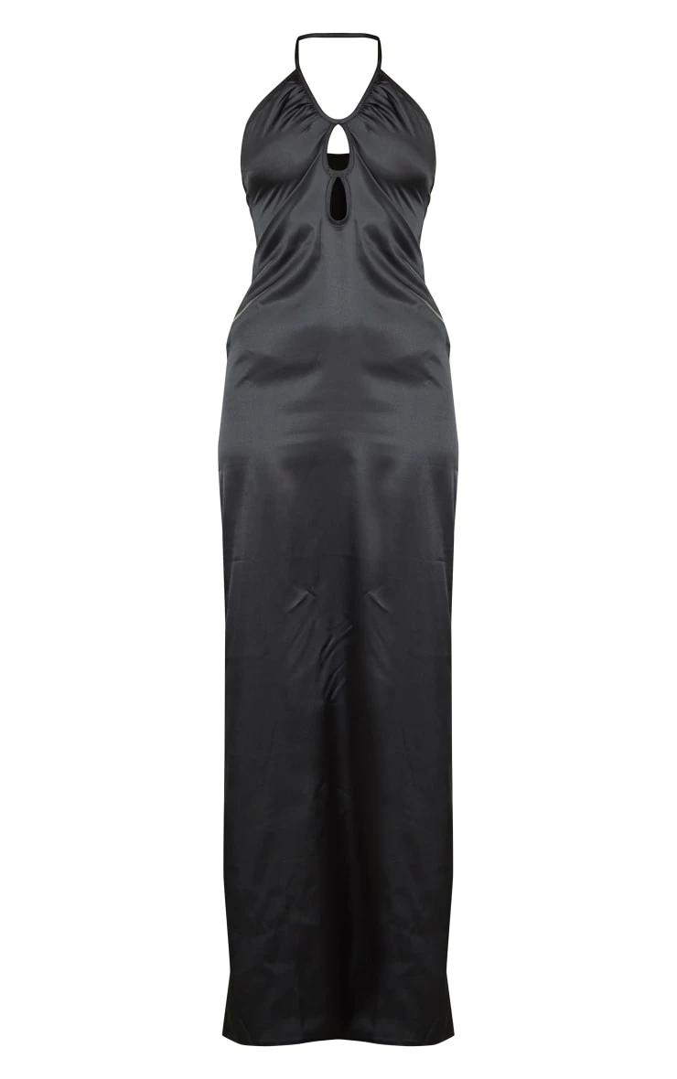 Black Halterneck Cut Out Detail Satin Maxi Dress 7 Black Halterneck Cut Out Detail Satin Maxi Dress - Image 5