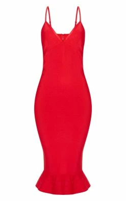 Red Bandage Strappy Frill Hem Midi Dress -US Dresses Sales Store a22748330941d246b4a21aaeff64a7917b3012a0 CLY6414 3