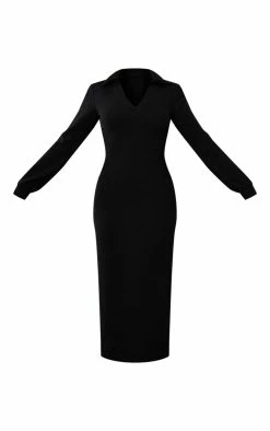 Black Marl Rib Polo Collar Split Detail Maxi Dress 11 Black Marl Rib Polo Collar Split Detail Maxi Dress -US Dresses Sales Store a2ac69e68e80d04b4a9e827bfe036b19574371e5 cnc6747 5