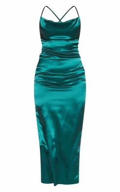 Emerald Green Satin Cowl Neck Lace Up Back Maxi Dress -US Dresses Sales Store a2bd82ad414cd438047ed938144a5f400f195a94 cmy2174 6
