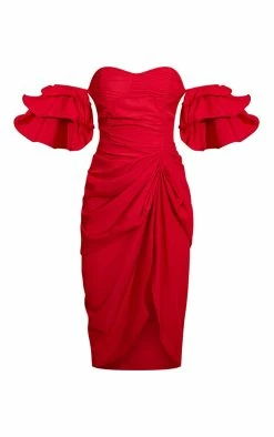 Red Bardot Frill Sleeve Draped Midi Dress -US Dresses Sales Store a2ffa16bf25b3a37a6328ad51347ca343d3c6ba4 cms4608 6