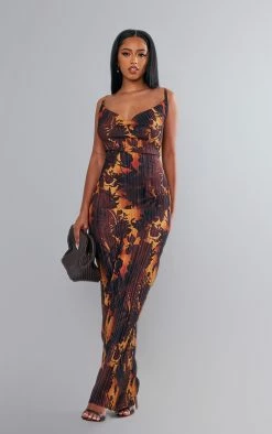 Brown Floral Ombre Plisse Strappy Maxi Dress -US Dresses Sales Store a32cfbd37dd589dd8f7cd561da22cd9155e71624 cnc9999 3