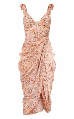 Peach Floral Print Underwire Detail Draped Midi Dress -US Dresses Sales Store a436f7cd83d31415bfee6a4d475b94b1282087b1 cms4579 6