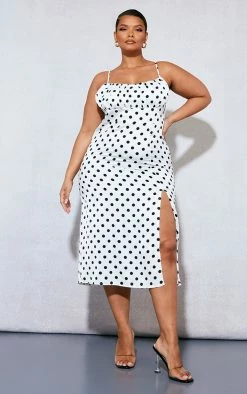 Plus White Polka Dot Ruched Bust Side Split Midi Dress 8 Plus White Polka Dot Ruched Bust Side Split Midi Dress -US Dresses Sales Store a4786e0aad6e0cedf83f7586804fa6184c6df235 cnd4876 3