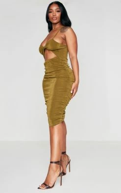Shape Olive Acetate Slinky Twist Ruched Midi Dress -US Dresses Sales Store a5a9a36502826ee02770995418b2952190ac35a4 cnc8662 3