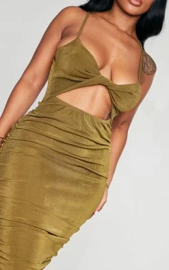 Shape Olive Acetate Slinky Twist Ruched Midi Dress -US Dresses Sales Store a61a15746804a15cac895f5c707d903b4594a26e cnc8662 4