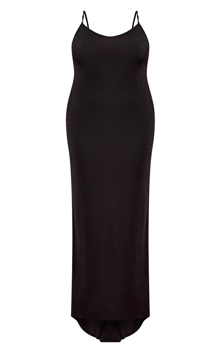 Plus Black Acetate Slinky Strappy Low Back Maxi Dress 7 Plus Black Acetate Slinky Strappy Low Back Maxi Dress - Image 5