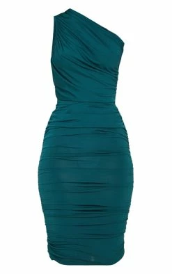 Petite Emerald Green Slinky Ruched One Shoulder Longline Midi Dress -US Dresses Sales Store a77c2f13f6feff7423d078d93431564c4c8acbb6 CMV0974 5