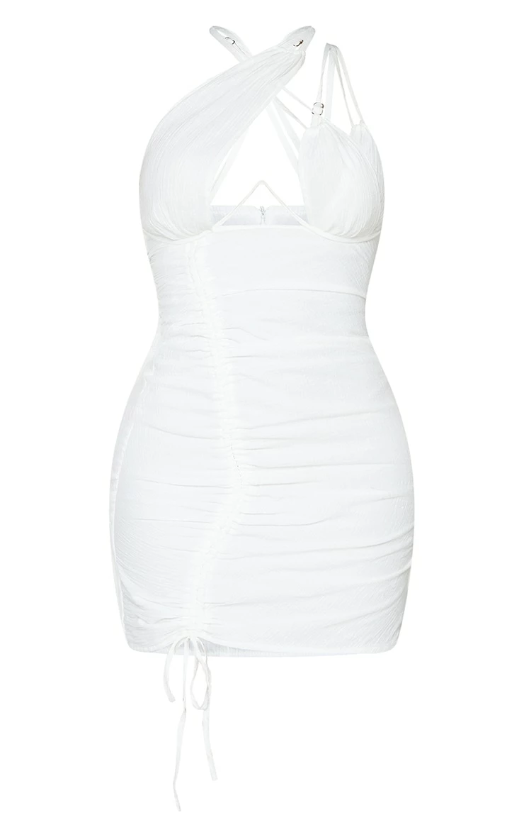 Shape Cream Woven Cup Detail Ruched Side Bodycon Dress 8 Shape Cream Woven Cup Detail Ruched Side Bodycon Dress - Image 6