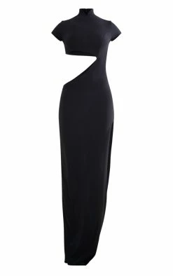 Black Slinky Cut Out Short Sleeve Maxi Dress -US Dresses Sales Store a8dfbd1d76a1f42828a6a637c927316d083ec4a8 cnd7374 5