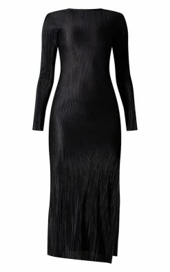 Black Plisse Long Sleeve Split Detail Midi Dress 11 Black Plisse Long Sleeve Split Detail Midi Dress -US Dresses Sales Store a8f7be573777e48e87f50ca23abb84a835d6f9b0 cnc3056 5