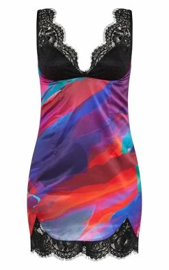 Multi Print Satin Contrast Lace Bust Detail Bodycon Dress -US Dresses Sales Store a93503475321030f7dbb36c2a479fb1e8561ecc2 cnd5879 5