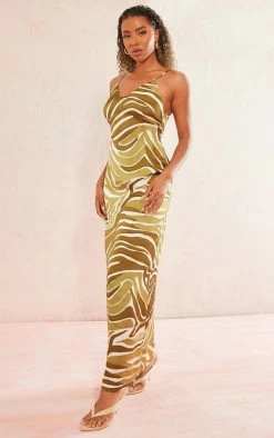 Green Zebra Print Satin Maxi Beach Dress -US Dresses Sales Store a95713808382b034a46e5d77c0e059ca4fb18d71 cne1703 3