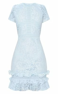 Dusty Blue Frill Hem Lace Bodycon Dress -US Dresses Sales Store a982d1dd775e637c1e4cdffd321cb6e111074029 CLU7969 3