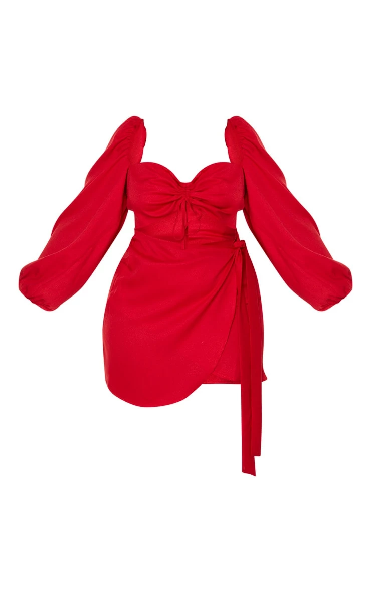 Plus Red Ruched Cut Out Bodycon Dress 5 Plus Red Ruched Cut Out Bodycon Dress - Image 3
