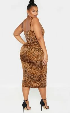Plus Leopard Print Strappy Satin Cowl Midi Dress -US Dresses Sales Store a9f0edd6ad6c70e8beced0a60809007da8f2ee9f CME0934 2