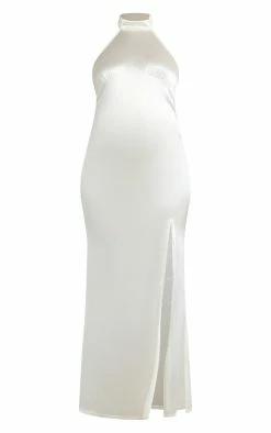 Maternity White Halterneck Disco Slinky Maxi Dress -US Dresses Sales Store aa2edbc037f59c5b41686e042b96813910b224f9 cnd3226 5