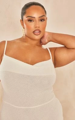 Plus White Sheer Textured Cowl Neck Strappy Maxi Dress -US Dresses Sales Store aa5ead5e9a6385a6c234bf1a5fae9690c20ce8a1 cne1857 4