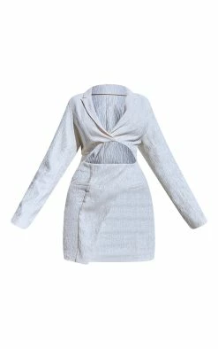 Cream Textured Cut Out Waist Blazer Dress -US Dresses Sales Store aaea21e7f9559b10613806134a95ffd40be3eecf cmw4787 6