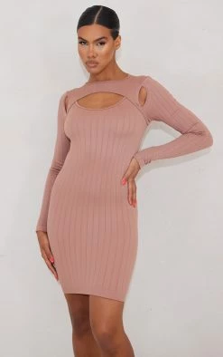 Clay Structured Contour Wide Rib Racer Neck Bodycon Dress -US Dresses Sales Store ab043eb4684bdd94059d3096416db6677e69e34d cna0957 3