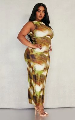 Plus Green Tie Dye Plisse Tie Back Midi Dress -US Dresses Sales Store abdc3f5286b38a8dfce1746c4c1112b833eb7400 cnd9049 3