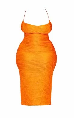Plus Orange Textured Strappy Midi Dress -US Dresses Sales Store ad2957ccc7a3925aa05e9e6654b0b24a932d6f46 cmy7948 6