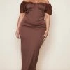 Plus Chocolate Drape Sleeve Corset Midaxi Dress -US Dresses Sales Store adfc21ab0a082829963bbbc77b7faf5bf6fde97a cnd4860 1