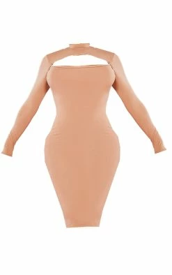 Shape Camel Jersey Cut Out Long Sleeve Midi Dress -US Dresses Sales Store ae7ad83095fba112a102a56f8390899b57277cb8 cmz8622 6