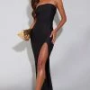 Black Plisse Split Leg Maxi Dress