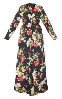 Plus Black Floral Twist Front Maxi Dress -US Dresses Sales Store b088b79951aaa295d2f95fca6e70c44c50b49648 CLV2347 3