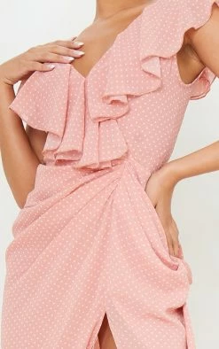Pink Polka Dot Draped Lace Up Back Midi Dress -US Dresses Sales Store b09bc8094ff929025d3e20adebb51249a25c4906 cms1808 5