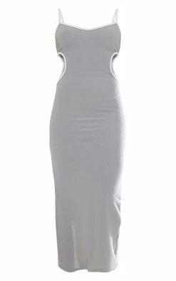 Grey Textured Ribbed Contrast Binding Cut Out Maxi Dress -US Dresses Sales Store b1fe15fb911cc1d6b95366d75d6762c4dddfdfbf cnd8877 5