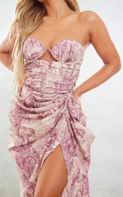 Multi Renaissance Print Underwired Ruched Drape Midi Dress -US Dresses Sales Store b2d75339ce0a0de79ef1960bc5ea86b816c76cd0 cne1415 4