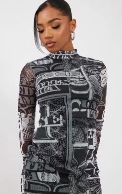 Monochrome Money Ruched Sleeve Mesh Bodycon Dress -US Dresses Sales Store b476243871924bcd60fd5d01609755714c2f38c7 cnb7171 4