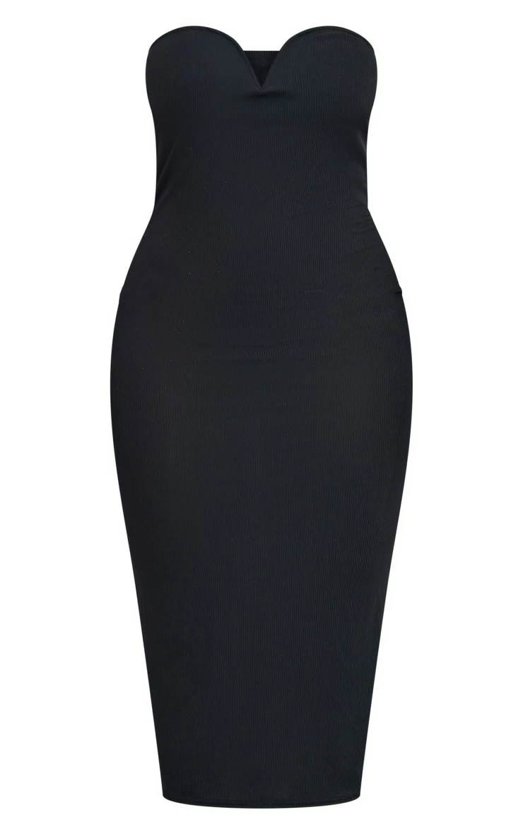 Shape Black Rib Sweetheart Neckline Midaxi Dress 7 Shape Black Rib Sweetheart Neckline Midaxi Dress - Image 5