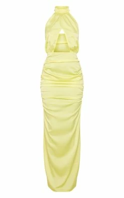 Tall Yellow Satin Plunge Ruched Maxi Dress -US Dresses Sales Store b4b00d0af5cf02d8a91428a23ef6d9ebbdd1b4ba cne2105 5