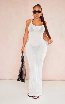 Shape White Sheer Strappy Maxi Dress