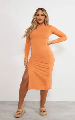 Orange Cotton Scoop Back Tie Long Sleeve Midaxi Dress -US Dresses Sales Store b63c056a02f25db946560d77b1ae71bfac73725a cnd8914 1