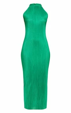 Green Plisse High Neck Midi Dress -US Dresses Sales Store b7708573e8375db92f9ff03e56d5600e9d6c329b cmz2303 6