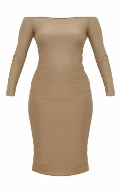 Maternity Taupe Off The Shoulder Soft Touch Midi Dress -US Dresses Sales Store b879a7448883c26daf45bfb620f9b5d31d6dfa2a cnd7228 5